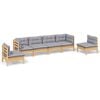 vidaXL 6-tlg. Garten-Lounge-Set mit Grauen Kissen Kiefer Massivholz