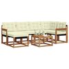 vidaXL Outdoor-Sofagarnitur mit Kissen 7 pcs Natur und Creme