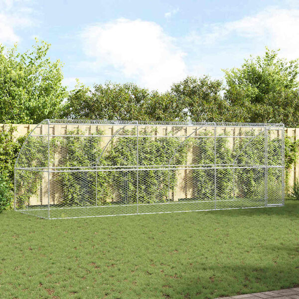 vidaXL Hundek&auml;fig 3 pcs Silber 6 x 2 x 2 m Verzinkter Stahl