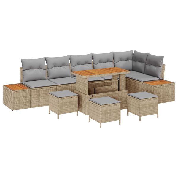 vidaXL Gartensofa-set 10 pcs Beige Poly-Rattan