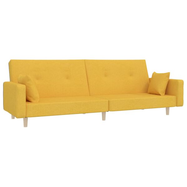 vidaXL Schlafsofa 2-Sitzer mit Fu&szlig;hocker Gelb Stoff