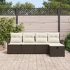 vidaXL Garten-Sofa-Set mit Kissen mit Speicher 5 pcs Braun Poly Rattan