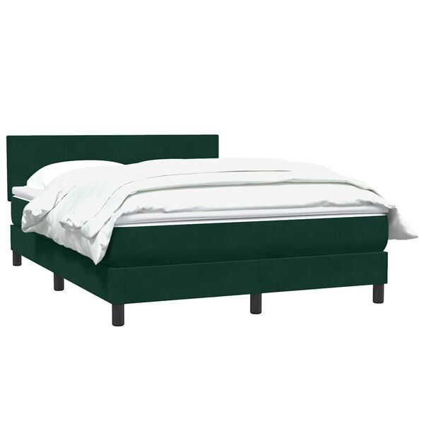 vidaXL Boxspringbett mit Matratze Dunkelgr&uuml;n 160x220 cm Samt