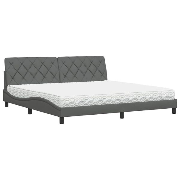 vidaXL Bett mit Matratze Dunkelgrau 200x200 cm Stoff