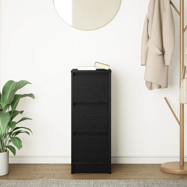 vidaXL Sideboard Schwarz Eichen-Optik 29,5x34x76 cm Holzwerkstoff