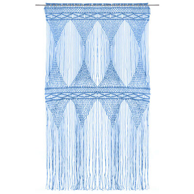 vidaXL Makramee Vorhang Blau 140x240 cm Baumwolle