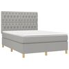vidaXL Boxspringbett mit Matratze & LED Hellgrau 140x190 cm Stoff
