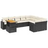 vidaXL 10-tlg. Garten-Sofagarnitur mit Kissen Schwarz Poly Rattan