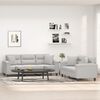 vidaXL 2-tlg. Sofagarnitur mit Kissen Hellgrau Mikrofasergewebe