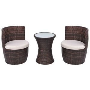 vidaXL 3-tlg. Bistro-Set mit Auflagen Poly Rattan Braun