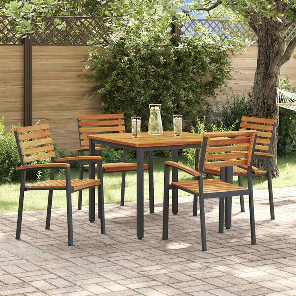 vidaXL Garten Essgruppe 5 pcs Schwarz Massivholz Akazie