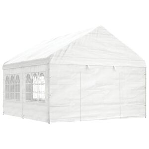 vidaXL Pavillon mit Dach Wei&szlig; 4,46x4,08x3,22 m Polyethylen