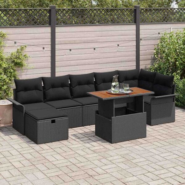 vidaXL Garten-Sofa-Set 8 pcs Schwarz Poly-Rattan