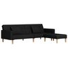 vidaXL Schlafsofa 2-Sitzer mit 2 Kissen & Hocker Schwarz Stoff