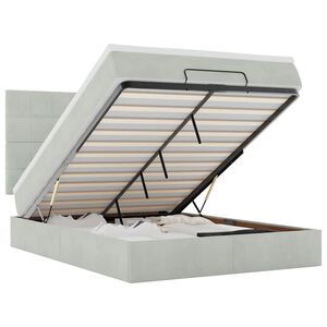 vidaXL Ottoman-Bett mit Matratzen & LEDs Hellgrau 140x200 cm Samt