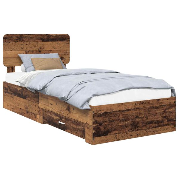 vidaXL Bettrahmen mit Kopfteil Altholz 90 x 200 cm Holzwerkstoff