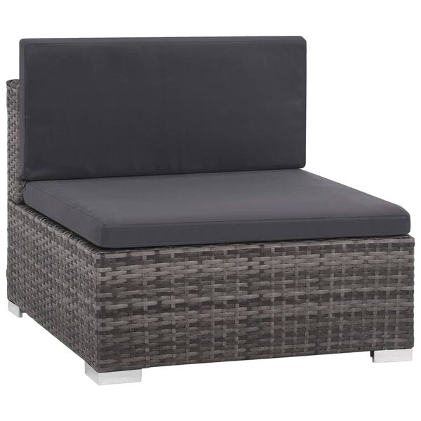 vidaXL 6-tlg. Garten-Lounge-Set mit Auflagen Poly Rattan Grau