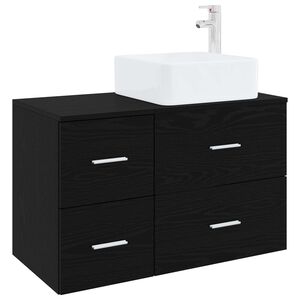vidaXL Badezimmerm&ouml;bel-Set 2 stk. Schwarze Eiche Holzwerkstoff