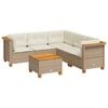 vidaXL 6-tlg. Garten-Sofagarnitur mit Kissen Beige Poly Rattan