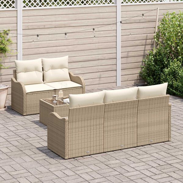 vidaXL Gartensofa-set Beige Poly-Rattan