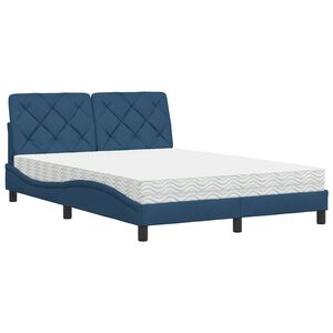 vidaXL Bett mit Matratze Blau 120x200 cm Stoff