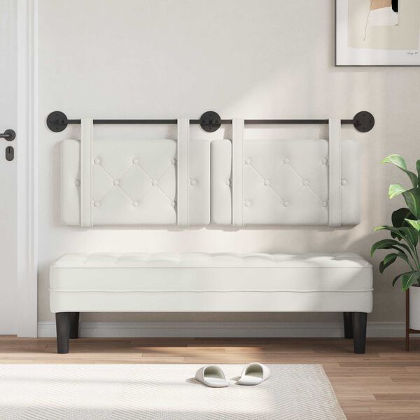 vidaXL H&auml;ngevorderseite Wandmontiert Wei&szlig; 150 x 55 x 5 cm Kunstleder