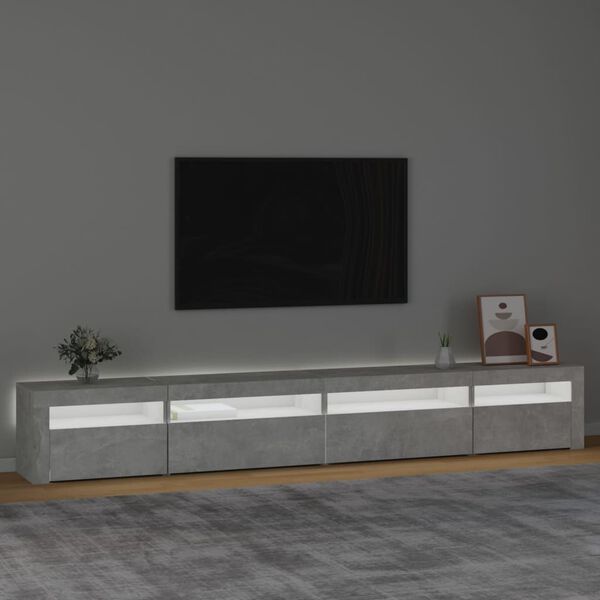 vidaXL TV-Schrank mit LED-Leuchten Betongrau 270x35x40 cm