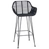 vidaXL Barstuhl 2 pcs Schwarz 55 x 52 x 92 cm Rattan und Eisen