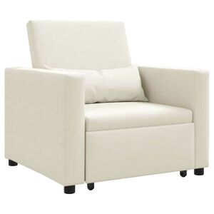 vidaXL Ausziehbare Schlafcouch Einzel mit R&auml;dern Creme Samt