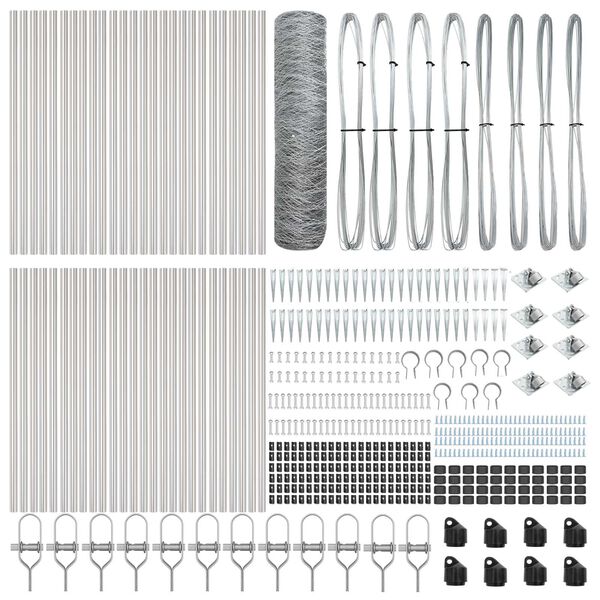 vidaXL Zaunpfosten Silber 100 x 0,8 m (50 mm Maschen) Stahl
