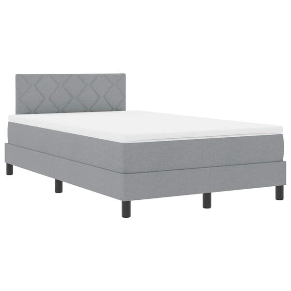 vidaXL Boxspringbett mit Matratze mit LED Hellgrau 120 x 200 cm Stoff