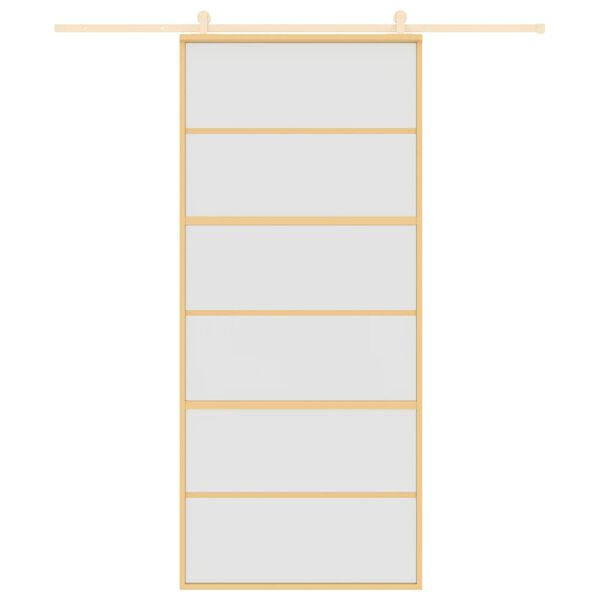 vidaXL Schiebet&uuml;r Golden 90x205 cm Matt ESG-Glas und Aluminium
