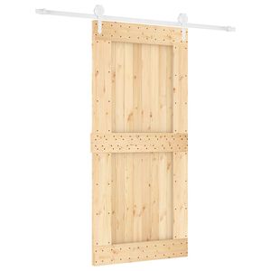 vidaXL Schiebet&uuml;r Nat&uuml;rlich und Wei&szlig; 95 x 210 cm Massivkiefer