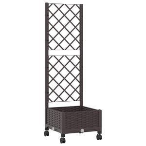 vidaXL Pflanzk&uuml;bel mit Spalier und R&auml;dern Braun 40 x 40 x 131,5 cm PP