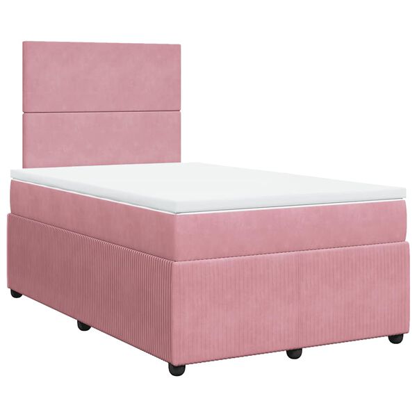 vidaXL Boxspringbett mit Matratze Rosa 120x190 cm Samt