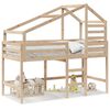 vidaXL Hochbett mit Leiter und Dach 90x190 cm Massivholz Kiefer