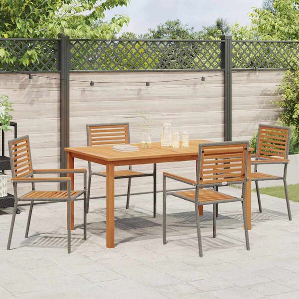 vidaXL Garten Essgruppe 5 pcs Grau Poly Rattan