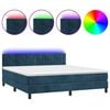 vidaXL Boxspringbett mit Matratze & LED Dunkelblau 180x200 cm Samt
