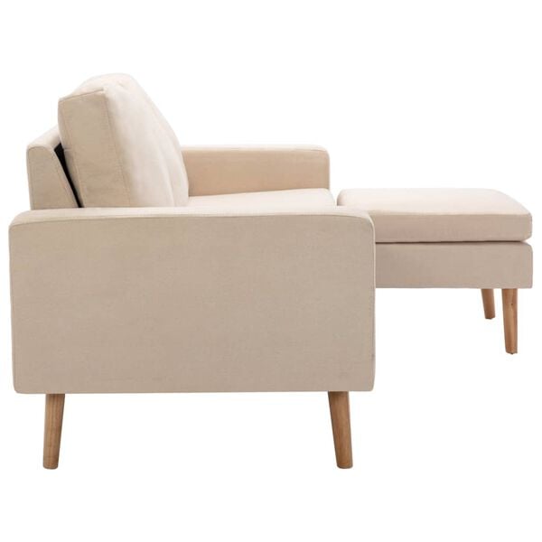 vidaXL 3-Sitzer-Sofa mit Hocker Creme Stoff