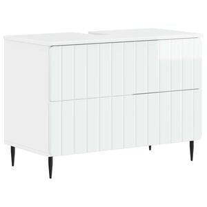vidaXL Waschbeckenschrank ZWOLLE Hochglanz Wei&szlig; 82 x 41 x 58,5 cm