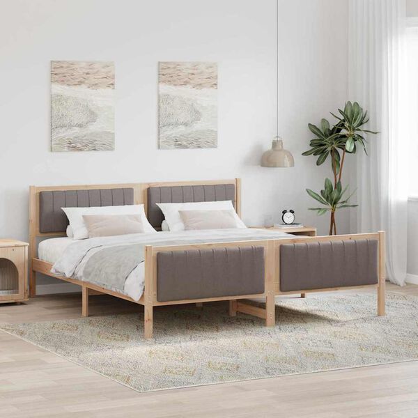 vidaXL Bettgestell Braun und Taupe 180 x 200 cm Massivholz Kiefer