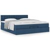 vidaXL Ottoman-Bett mit Matratze Blau 200x200 cm Stoff