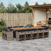 vidaXL 15-teiliges Garten-Ess-Set mit Kissen, grau, Polyrattan