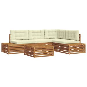 vidaXL Outdoor-Sofagarnitur mit Kissen 5 St&uuml;ck Natur und Creme