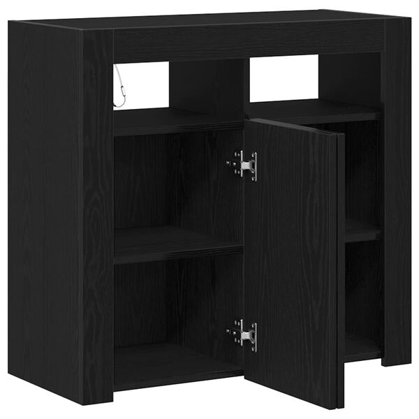 vidaXL Sideboard Schwarz Eichen-Optik 80 x 35 x 75 cm Holzwerkstoff