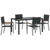 vidaXL Garten Essgruppe 5 pcs Schwarz Poly-Rattan