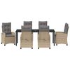 vidaXL Garten Essgruppe mit Kissen 7 pcs Beige Poly-Rattan