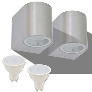 vidaXL LED Au&szlig;enwandleuchten 2 Stk. Rund Abw&auml;rts
