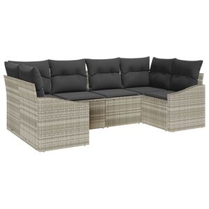 vidaXL Gartensofa-set mit Speicher 6 pcs Hellgrau Poly-Rattan