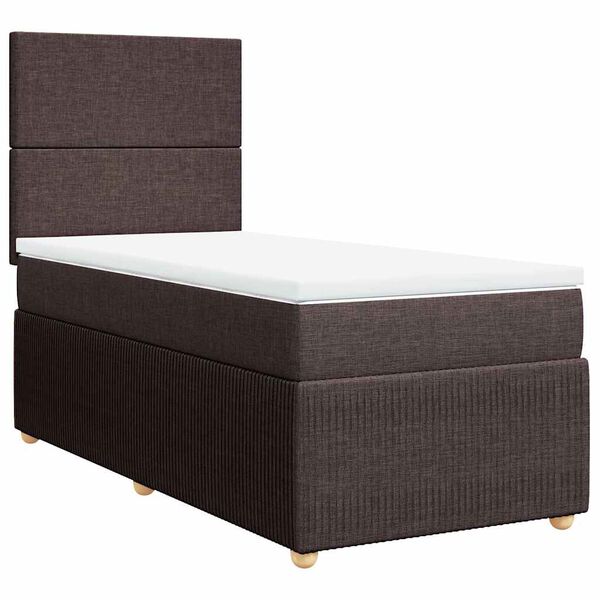 vidaXL Boxspringbett mit Matratze Dunkelbraun 90x190 cm Stoff